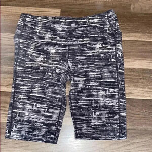 Patterned Black and White Athletic Shorts
